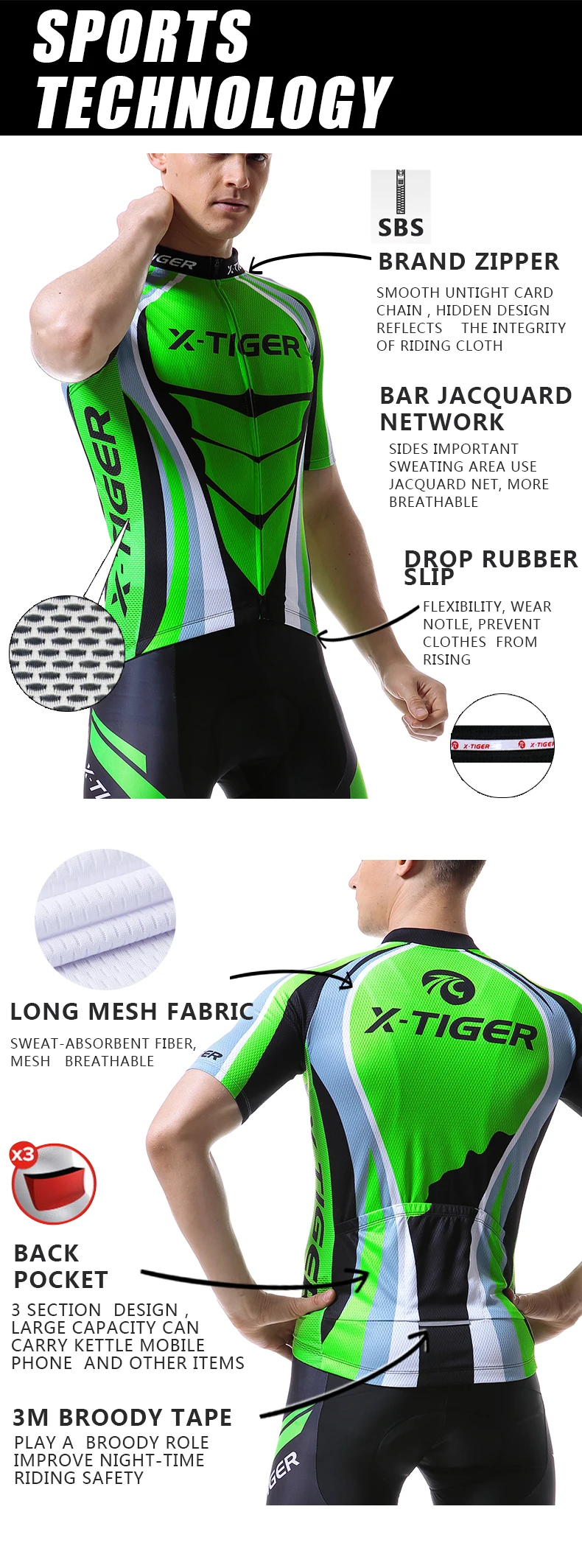 X-TIGER, мука, зеленый цвет, Майки для велоспорта, летняя одежда для горного велосипеда, одежда для велоспорта, одежда для велоспорта