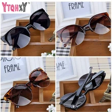 Fashion Cat Eye Sunglasses Women Vintage Semi-Rimless Sun Glasses Gafas Inspired Round Circle Sunglass oculos de sol 5213