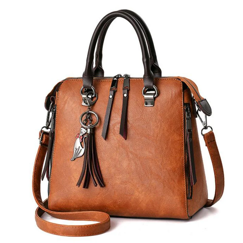 

Women Handbags High Quality Printing Women Bags Women PU Leather Shoulder Messenger Bags Sweet Tote Bag(Brown)