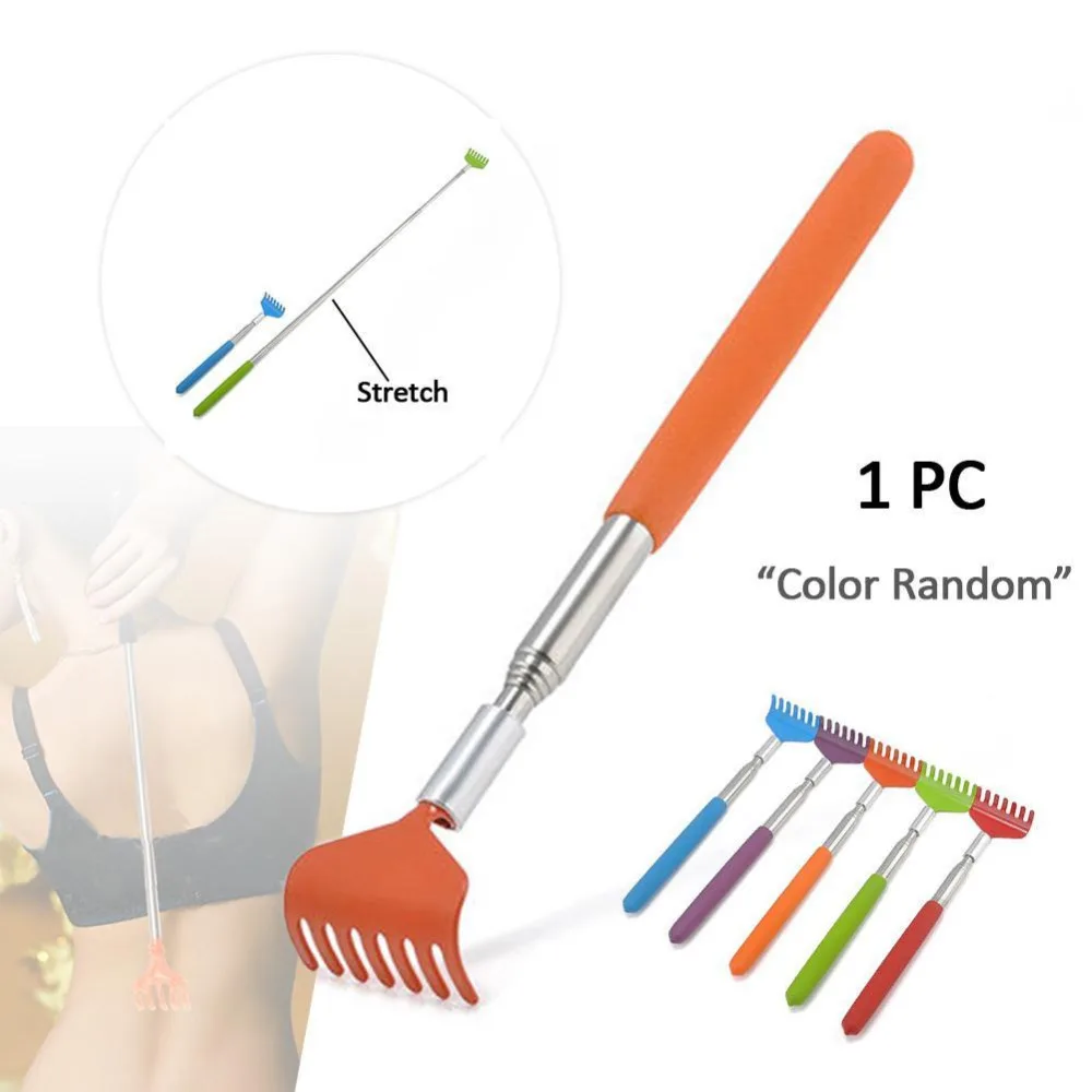 

Practical Handy Stainless Back Scratcher Telescopic Pocket Scratching Massage Kit Bear Claw Back Scratcher With Soft Grip Hot