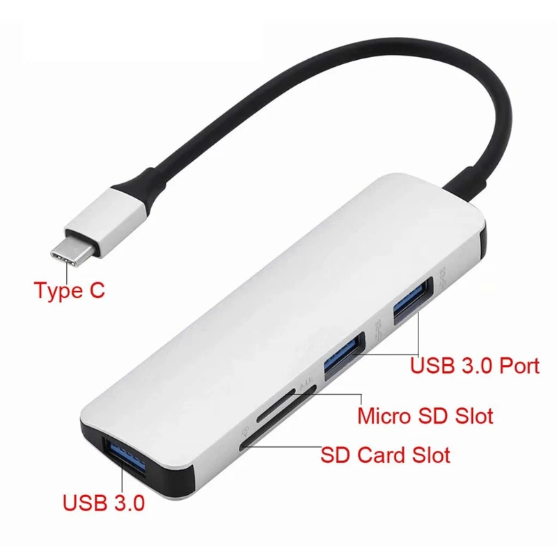 1 комплект USB+ type C 5в1 концентратор адаптер 3 USB 3,0 SD/TF кард-ридер для Macbook PC S9 Xiaomi высокоскоростной