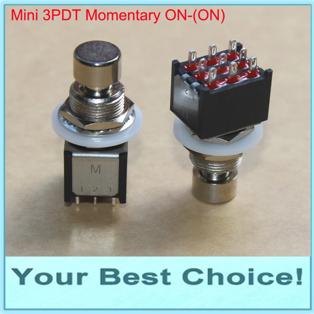 50pcs/Lot Mini 3PDT Momentary ON (ON) Stomp Pedal Foot Switch True