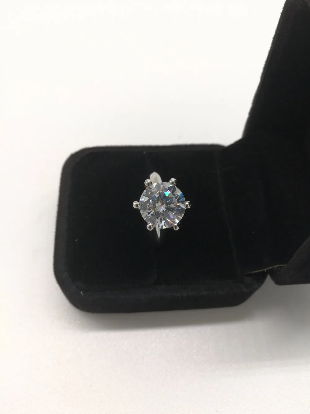 Потрясающие 5Ct химическое Diamant Для женщин кольцо Твердые стерлингового серебра 925 белого золота Цвет кольцо необычные украшения подарок для нее