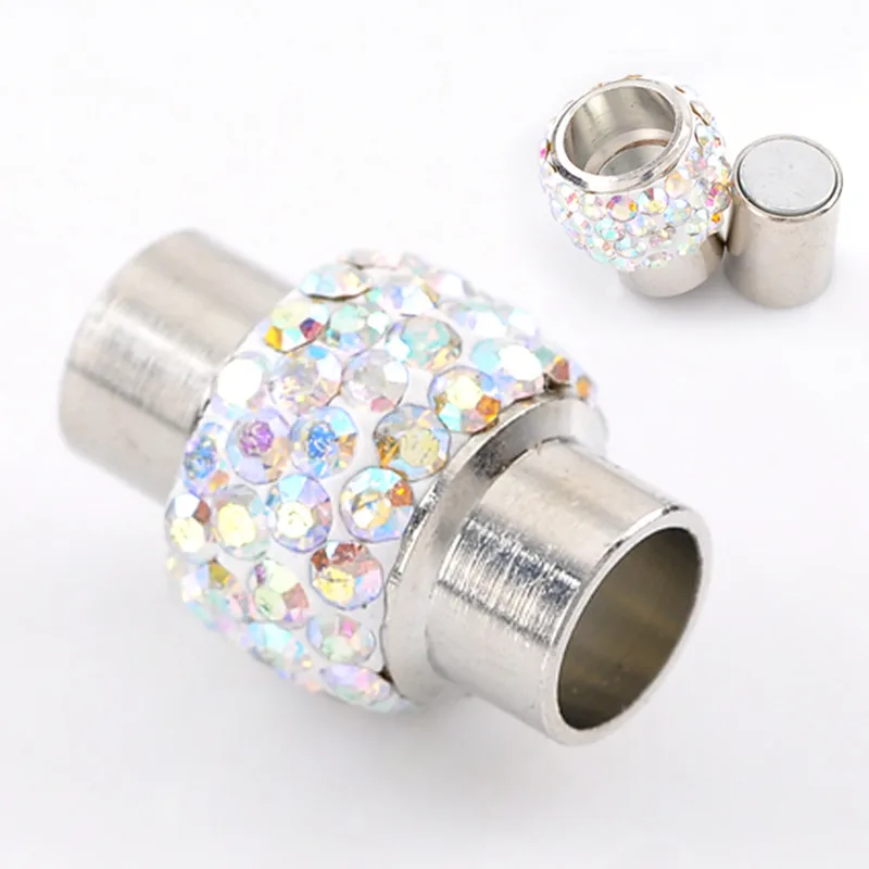 

5Sets Silver Tone Magnetic Clasps AB Color Rhinestones For Bracelets Jewelry Making 17x12mm