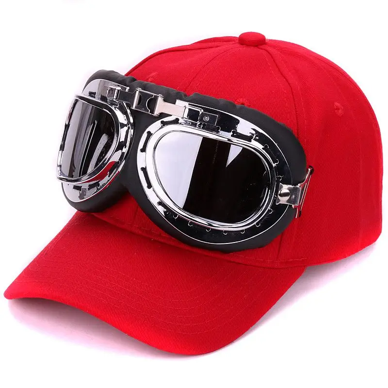 Fancy Cotton 6 Panels Ski Goggles Baseball Cap With Polite Glasses