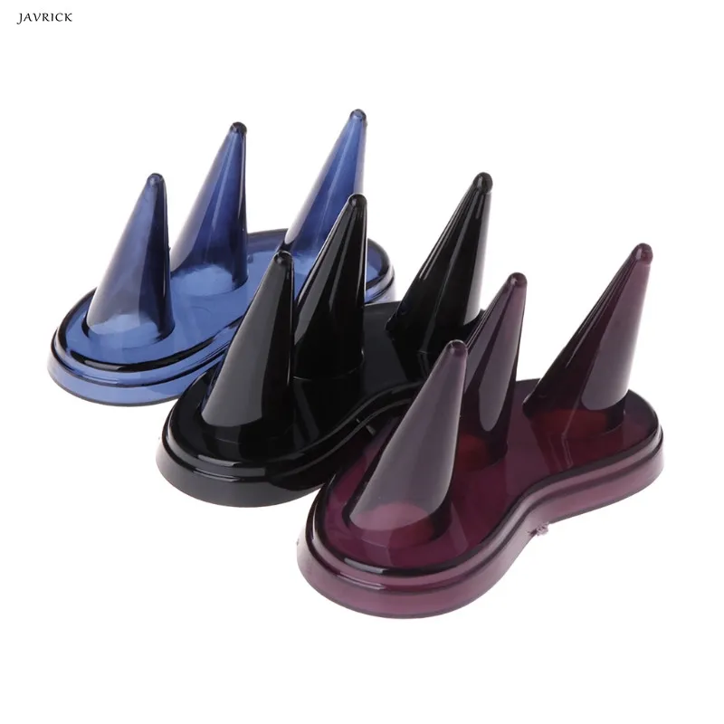 

JAVRICK Finger Ring Display Holder 3 Mounts Decor Storage Jewelry Stand Rack Accessories Showcase Organizer Black/bule/red