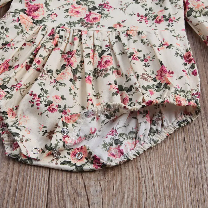 6 Стиль для Одежда для новорожденных девочек с цветочным принтом с длинным рукавом бабочка комбинезон, детская одежда