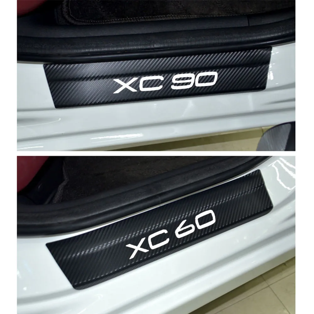 Виниловая наклейка для Volvo XC60 XC90 защитная Накладка на порог из углеродного