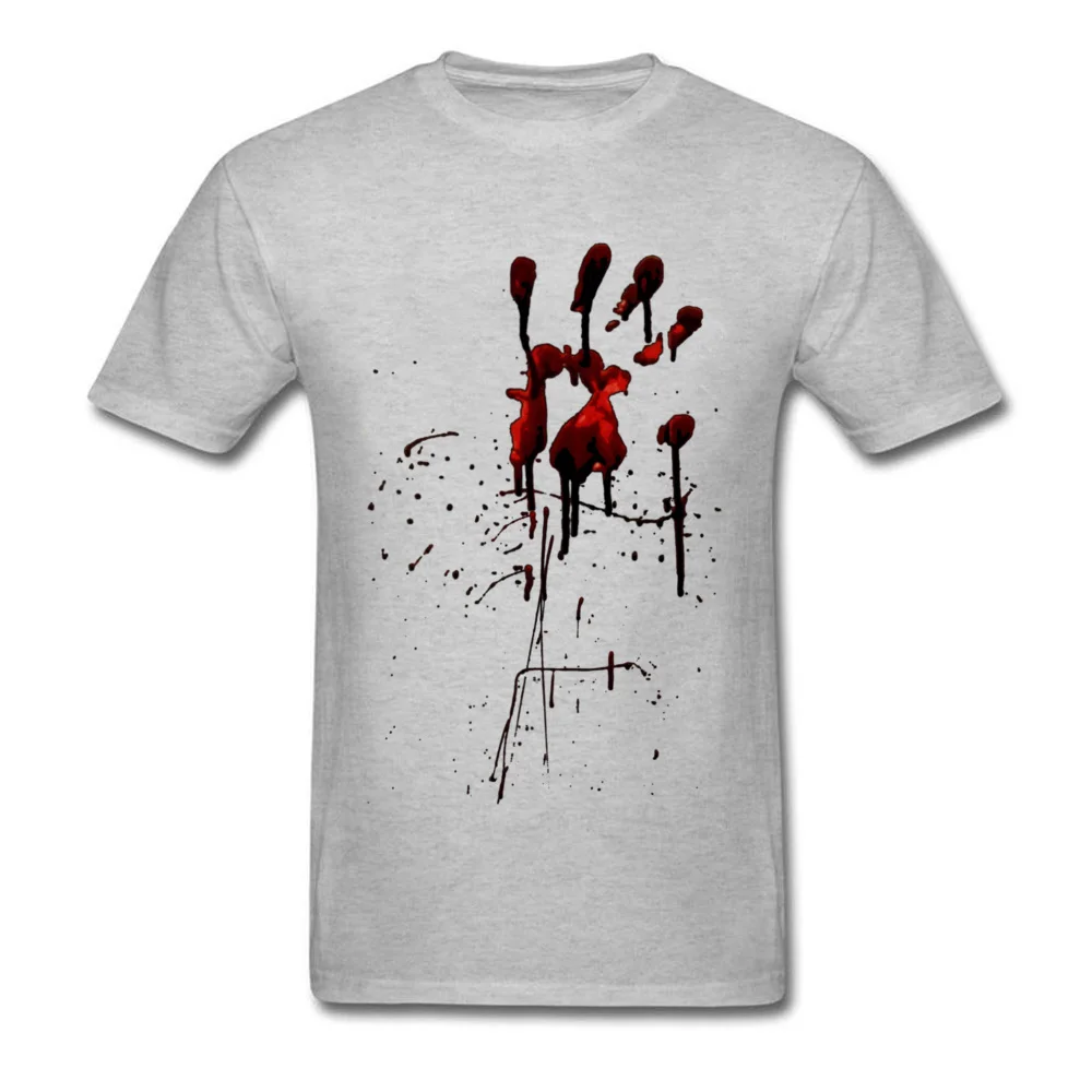 Zombie Attack Bloodprint Summer Fall Cotton Fabric Round Collar Tops Shirts Short Sleeve Design Sweatshirts Slim Fit Tshirts Zombie Attack Bloodprint grey