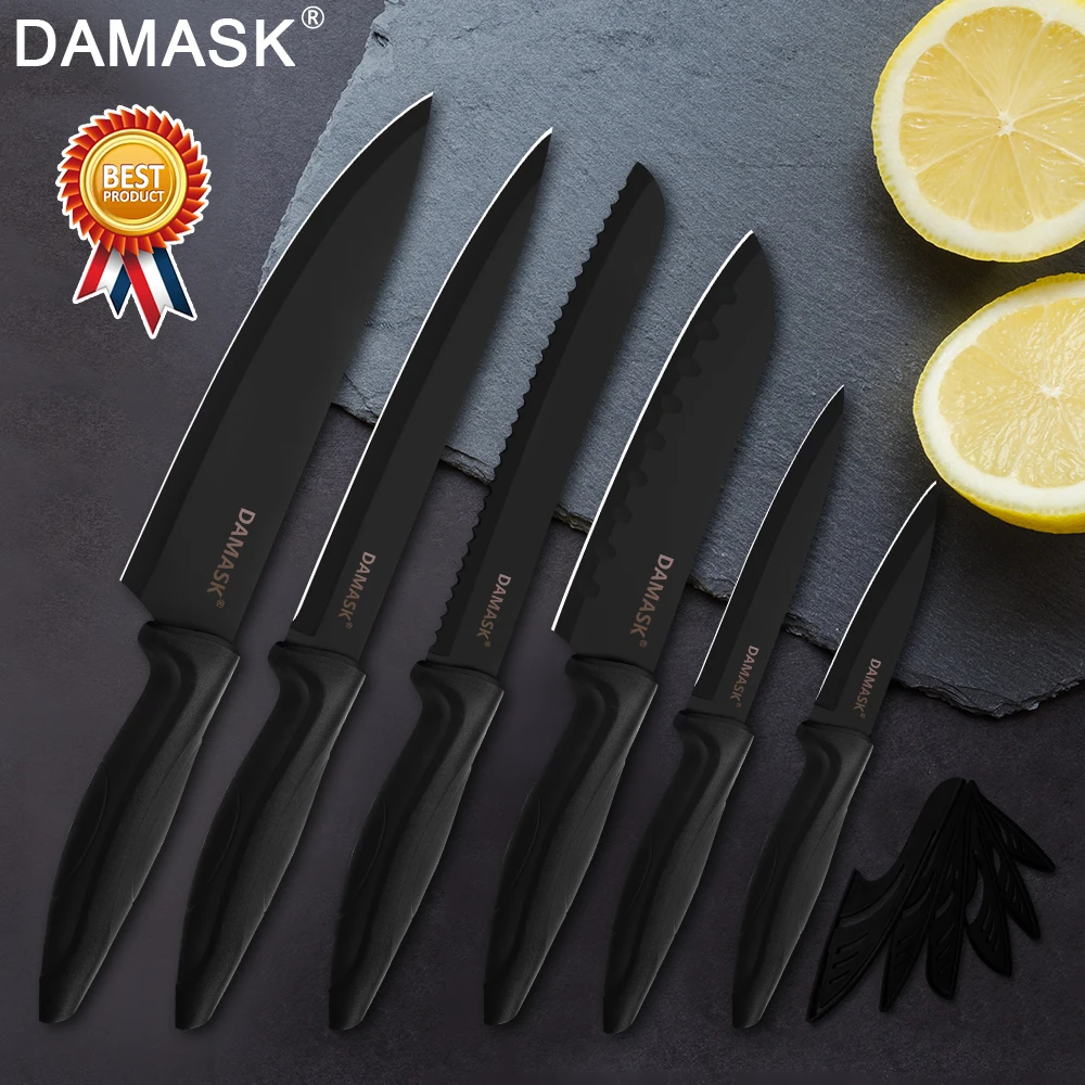 

Damask Chef Kitchen Knives Set Japanese Stainless Steel 6-piece Knife Set Professional Chefs Cooking Non-stick Meat Cleaver