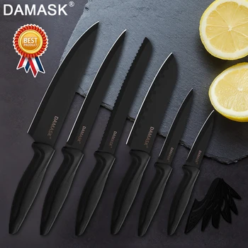 

Damask Chef Kitchen Knives Set Japanese Stainless Steel 6-piece Knife Set Professional Chefs Cooking Non-stick Meat Cleaver