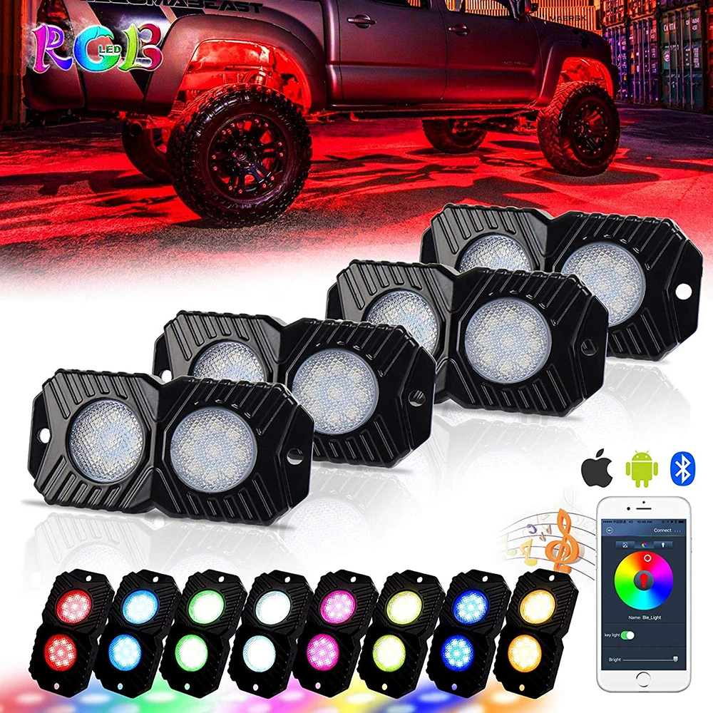 LEDMIRCY R1 White LED Rock Lights 40PCS for Je-ep Off Road Truck ATV SUV RZR Trail Rig Lights Pure White LED Underglow Lights High Power Underbody Lights Auto Car Boat Waterproof Shockproof 