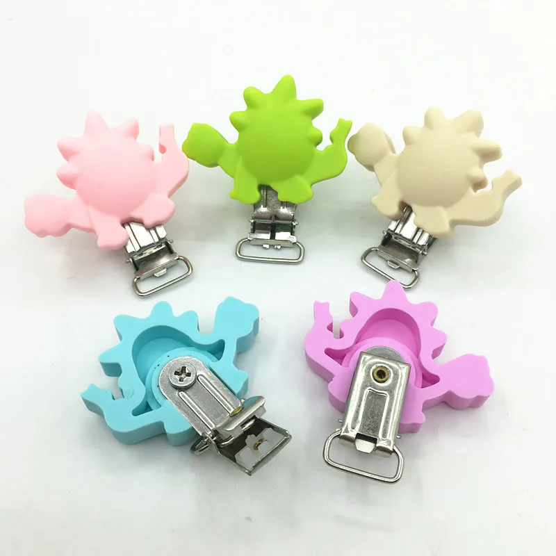 

New 5pcs/lot Dinosaur Silicone Teether - Teething, baby shower gift, chewable baby gift, teething accessory, teething clip,toy