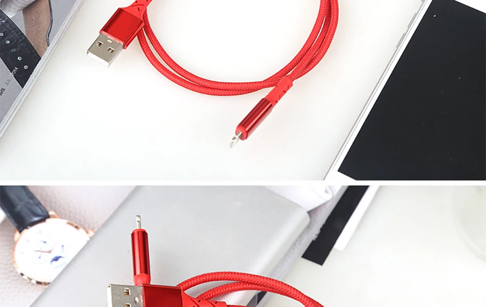 NOHON USB Nylon Charging Cable For iPhone X 10 8 7 6 5 Plus XS MAX XR Lighting Charge Cord With LED For iPad Mini 1 2 3 Charger  (16)