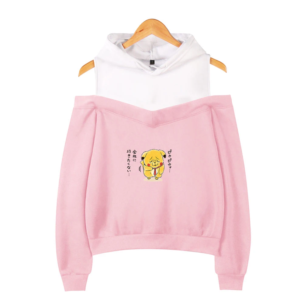 

Women Clothes 2019 Hot Sale Hoodie Harajuku Kawaii Pikachu Print Hoodies Sweatshirts Women Sleeve Off-Shoulder Hooded Plus Size