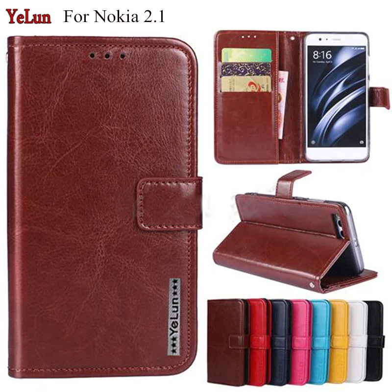 

YeLun For Nokia 2.1 TA-1080 TA-1092 Case 5.5'' Luxury Flip Leather Wallet Phone Case Back Cover For Nokia 2 2018 Capa