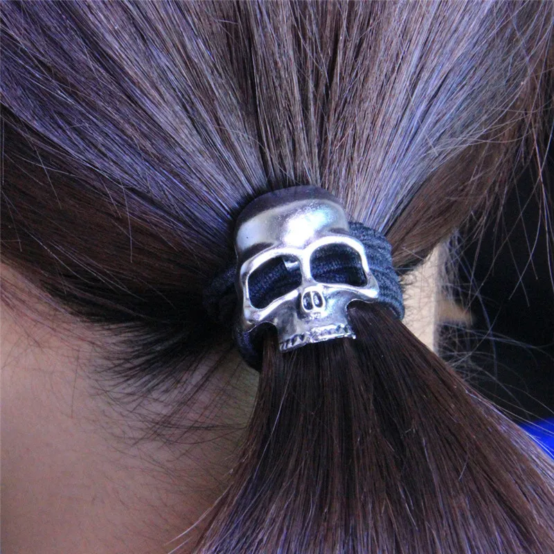 LNRRABC модный панк-галстук для волос Готический Ворон череп резинка для хвоста резинки для волос женские металлические аксессуары для волос