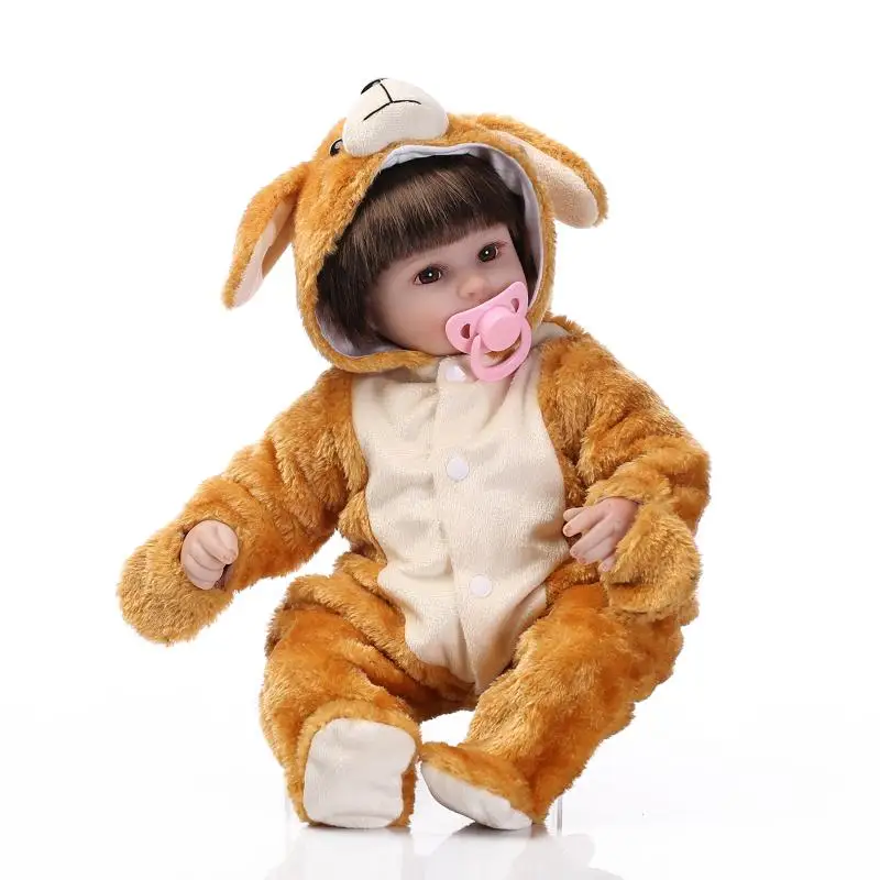 

NPK fake baby doll silicone 40cm cartoon monkey clothes reborn babies dolls for child sleeping dolls gift toy bebe dolls boneca