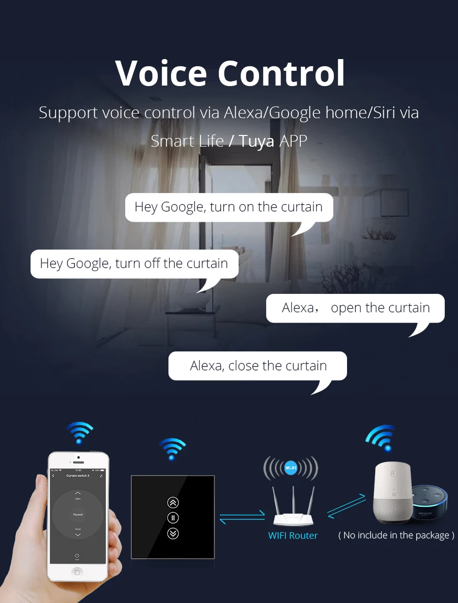 Умный переключатель Zemismart для электрической слепой Curtian Alexa Echo Google Home WiFi прерыватель сенсорного управления 110 V 220 V