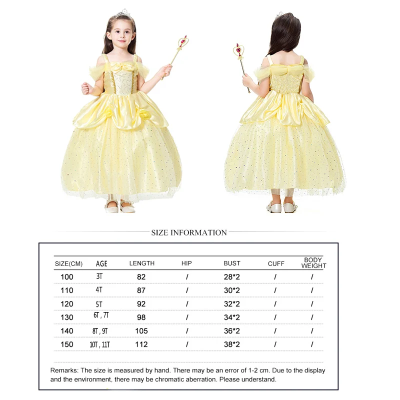Сексуальное желтое платье принцессы Красавица и Чудовище Белль Детский карнавальный костюм для празднования Хеллоуина для девочек нарядное платье - Цвет: Beauty And The Beast