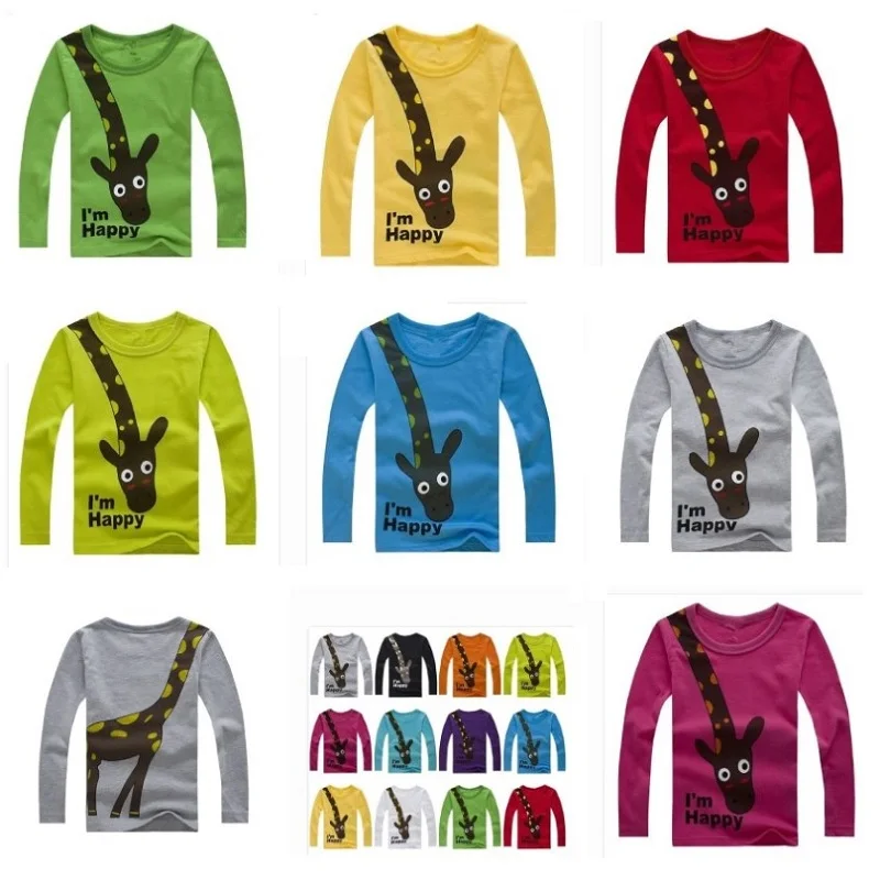 

7 Colors Giraffe Boys Long Sleeve T-Shirts Bottom Shirts Children's Tee Shirts Tops Baby Boy Jerseys Fashion Kids Clothes