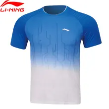Li-Ning, мужские футболки для бадминтона, обычная посадка на сухости, дышащие, с мононитной подкладкой, спортивные футболки для соревнований, топы, AAYP067 MTS3047