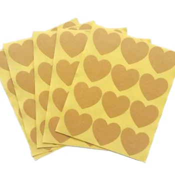 

120pcs/10 sheet Blank Kraft Heart Sticker for Handmade Products DIY Gift Point Sticker For Party Favor Gift Bag Candy Box Decor