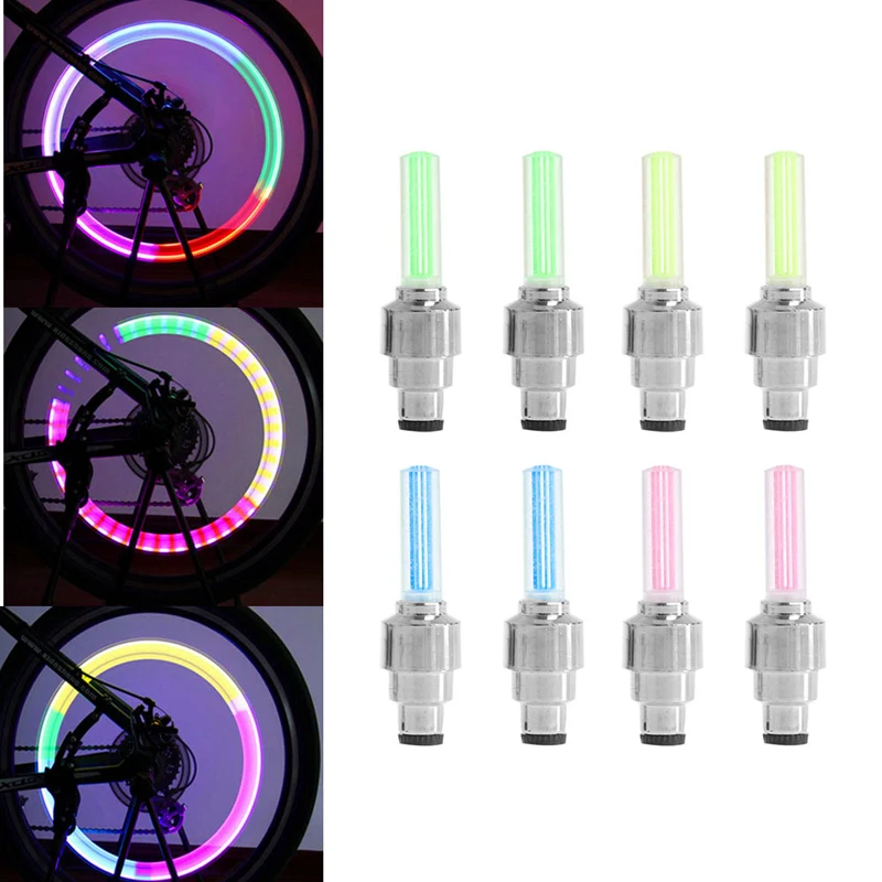 Perfect 2Pcs Bike Lights Bicycle Tyre Tire Valve Caps Wheel Spokes LED Light 4 Color 0