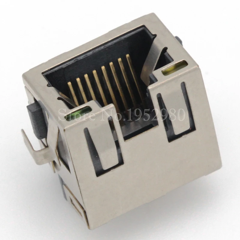 10 шт./лот RJ45 экранированный сетевой разъем медный корпус Ethernet со светодиодным SMD