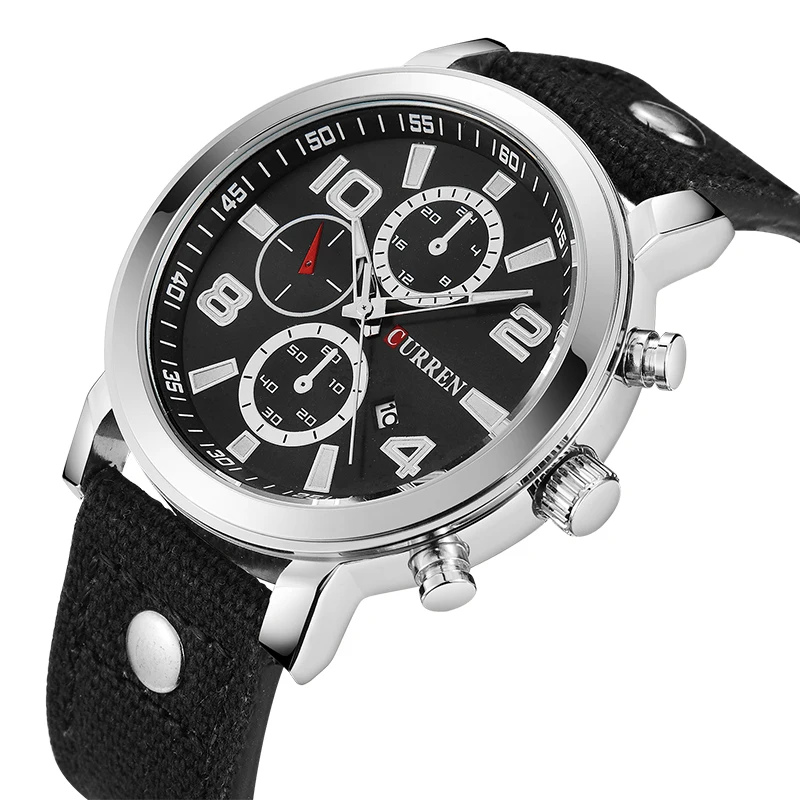 

Mens Watches Top Brand Luxury Curren Mens Quartz Analog Business Wrist Watch with Beige Dial Beige Strap Men Curren Watches 8199