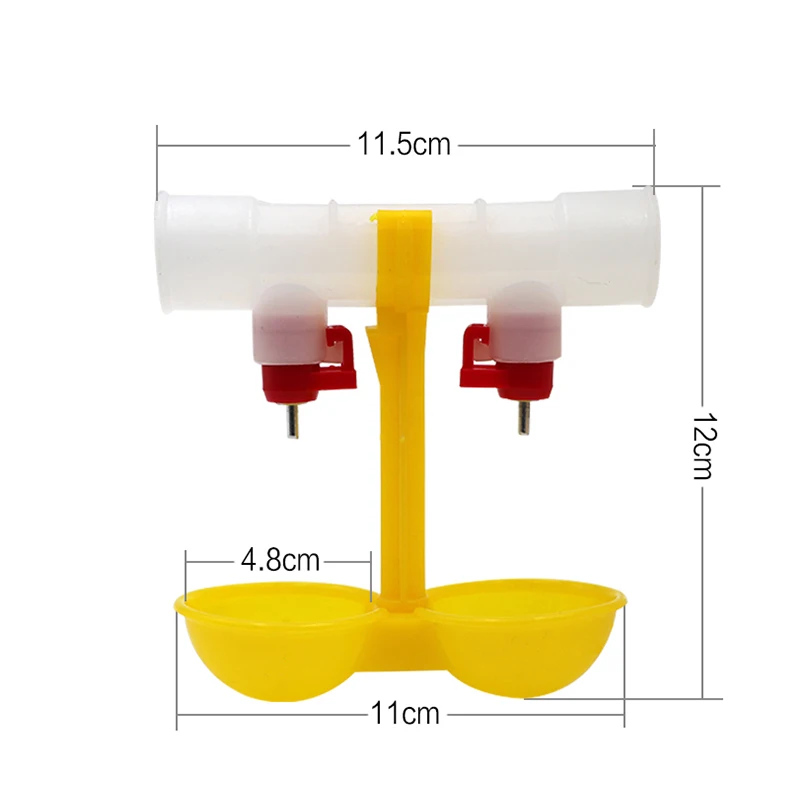 

15 sets Chicken Waterer Dual Ball drinking Double Hanging Cup Pigeon Quail drinking cup Yellow water bowl Ball nipple 25mm pipes
