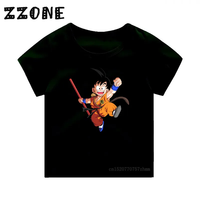 Для маленьких мальчиков/девочек Гоку мультфильм Dragon Ball футболка с принтом; одежда для малышей; Для детей, на лето мягкие Топы Для Детей Забавные футболки, 5072J