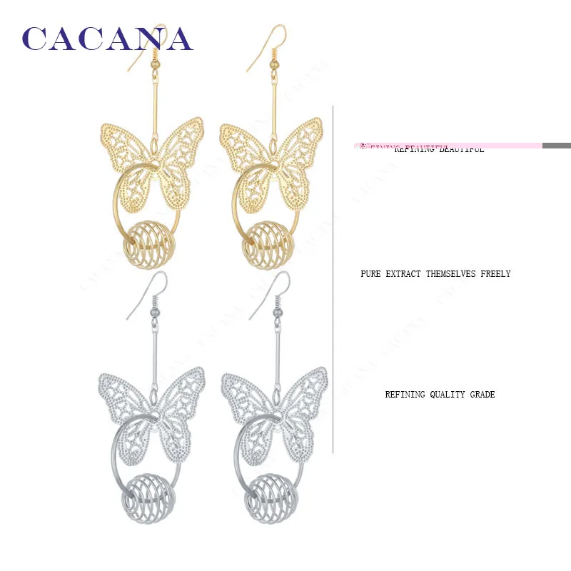 CACANA Dangle Long Earrings For Women Fllying Butterfly Catching A Ring Bijouterie Hot Sale No.A243 A244
