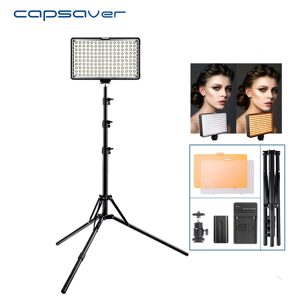 

capsaver TL-160S 1 set Light for Video LED Studio Light CRI85 5600K/3200K Vlog Camera LED Lamp Panel Light Photographic Lighting
