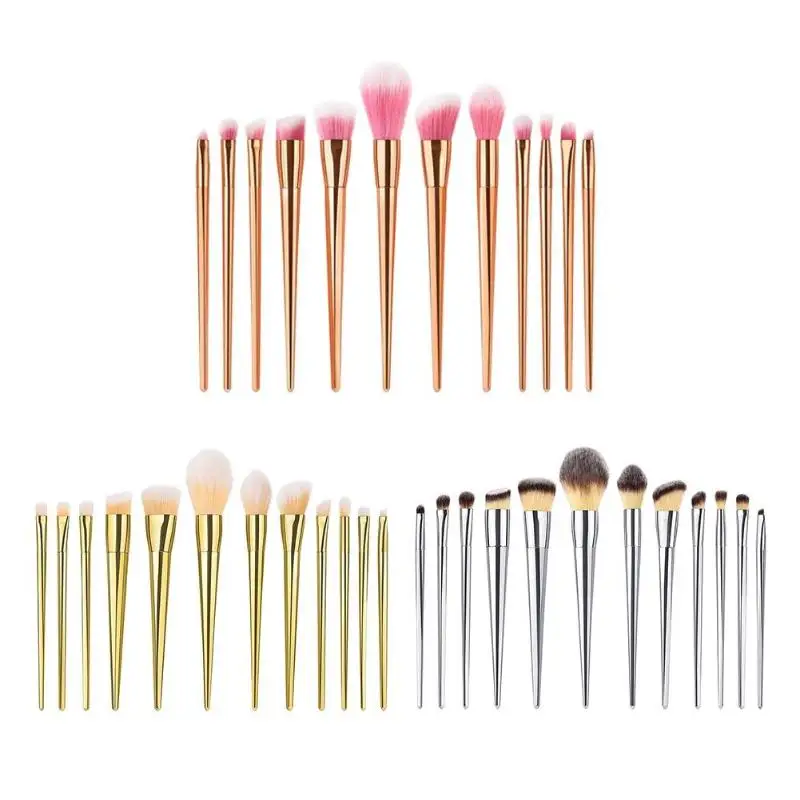 

12pcs Foundation Powder Eyeshadow Eyeliner Lip Blusher Makeup Brushes Set High Quality Rubber Handle Imported Nylon Hair