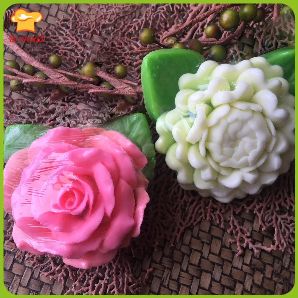 

LXYY new 3D rose soap silicon mold Jasmine candle mold flowers blooming Soft Silicone Tools