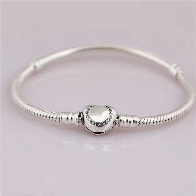 New 100 925 Sterling Silver Bead Charm Chain Fit Original Branded New 100 925 Sterling Silver Bead Charm Chain Fit Original Branded Bracelet With Zironia Heart