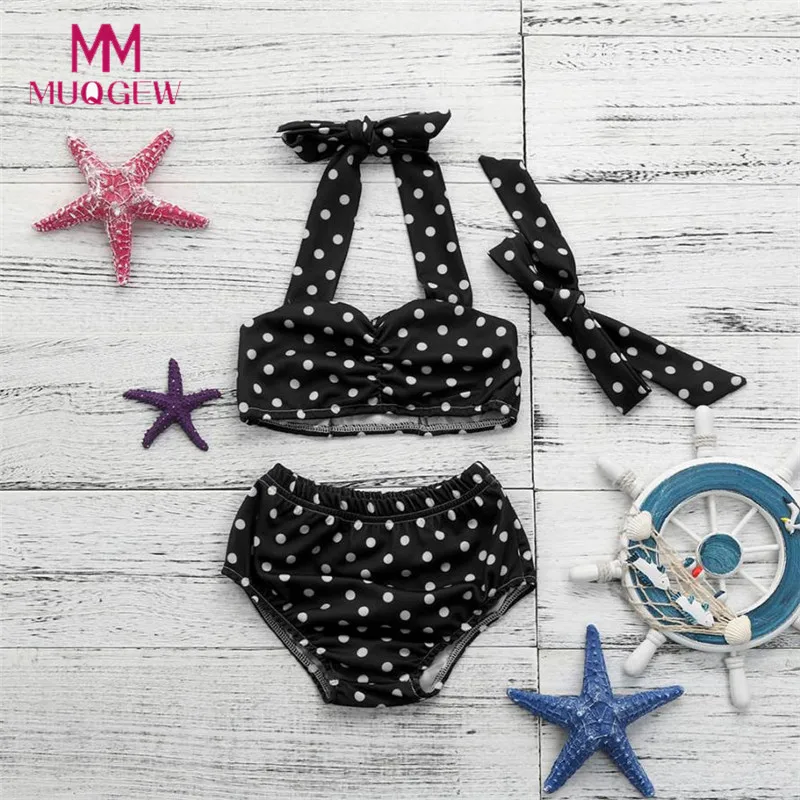 

Infant Kids Girls Swimwear Straps Dots Swimsuit Bathing Set Outfits 2018 New Summer Baby Swimwear Sets For 6 Months-4 Years