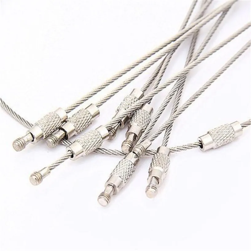 Fancy&Fantasy New 5pc Stainless Steel Screw Locking Wire Keychain Metal