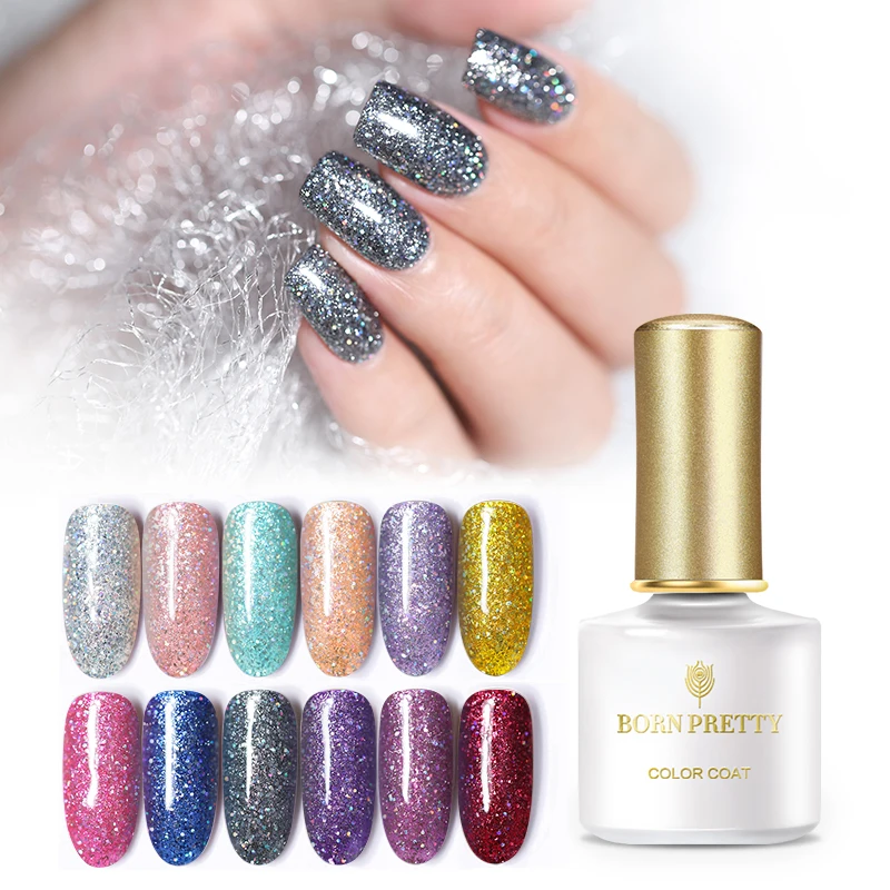 BORN PRETTY Glitter Nail Polish 6ml Bling Glitter UV Gel Holographic ...