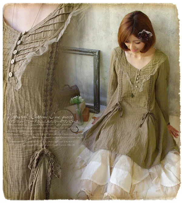 

Vintage Kawaii Lolita Mori Girl Cotton Dress Vestido Tunique Hippie Boho Women Casual Novelty Dress Lolita Mori Unique Clothing