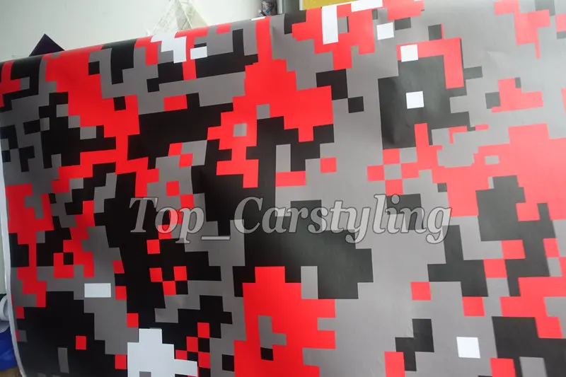 red digital camouflage vinyl car wrapping auto styling (4)