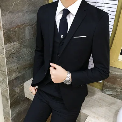 

3 pieces men one button slim fit wedding party suits short jacket pants vest Hot A47