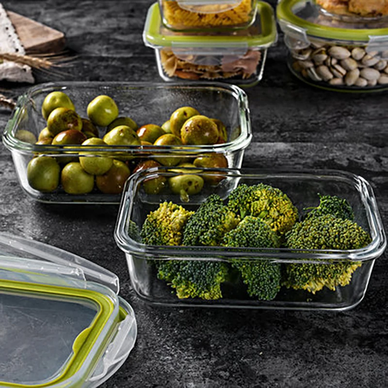 Прямоугольные Стеклянные быстронагреваемые контейнеры для еды bento контейнер