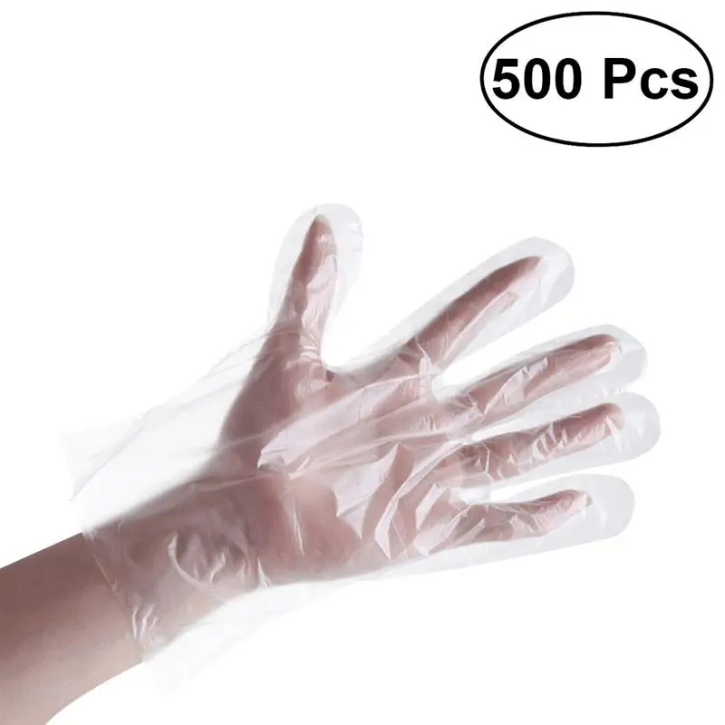 500 шт./упак. одноразовые Пластик PE перчатки для дома Кухня Ресторан Пособия по кулинарии промышленный медицинский моечный