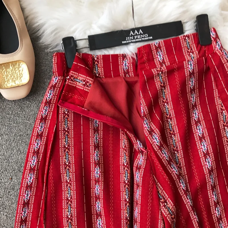 Случайный женский костюм рубашка + широкие брюки летний брючный Boho пляжный топ