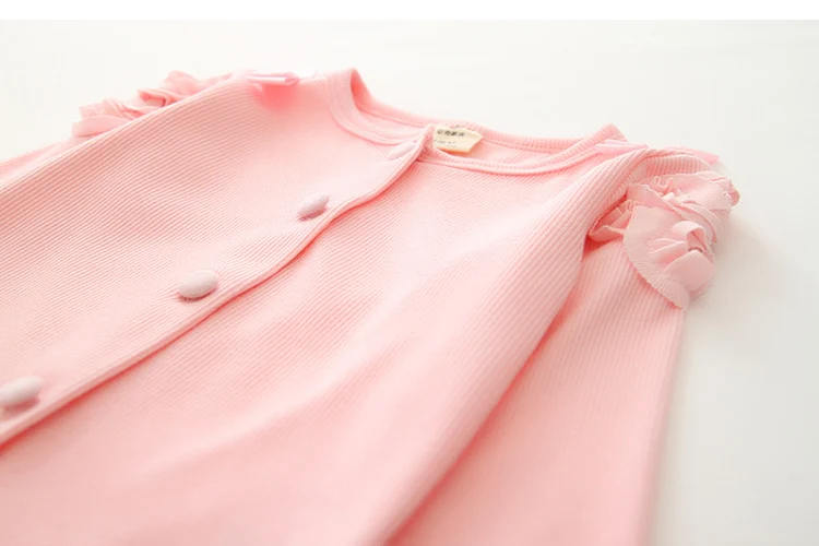 2018 Spring Autumn Fashion Cute Princess Elegant Child Baby Kids Girl Pure Solid Colour O Neck Lace Long Sleeve Cardigan Top (30)
