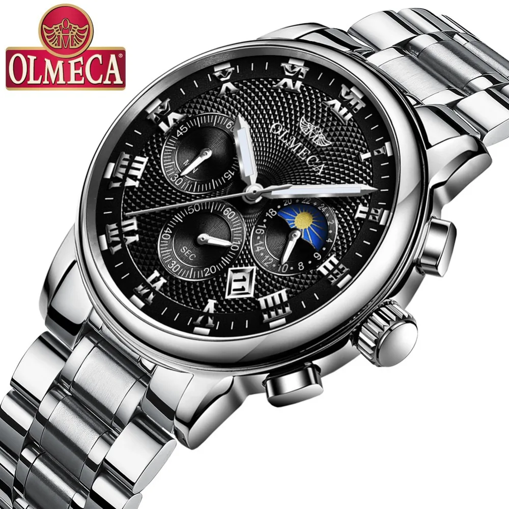 Мужские спортивные часы от Sun Moon Phase брендовые наручные розового золота полностью
