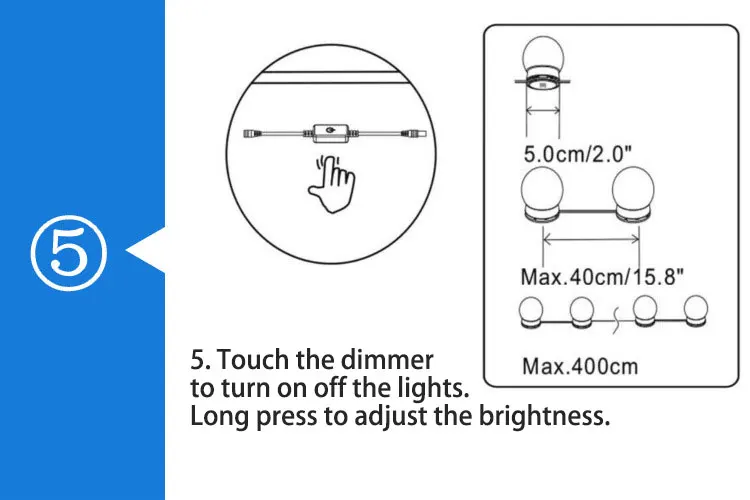 Dual color temperature Hollywood mirror bulb dimmer headlight led cosmetic mirror bulb string USB beauty bulb