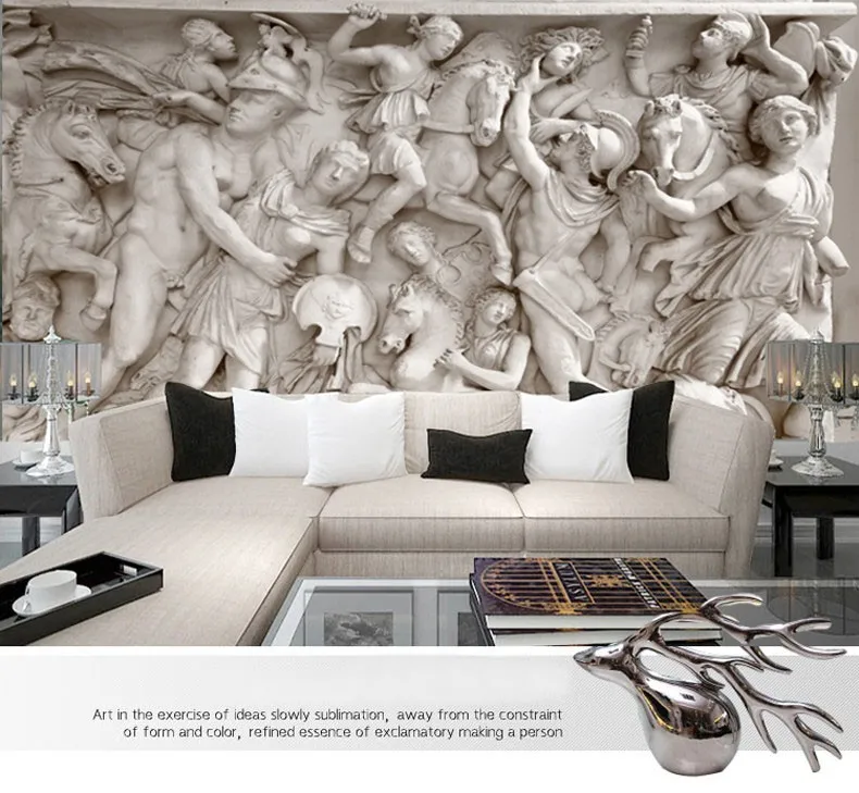 Большой изготовленный на заказ Европейский Римский резной статуя 5D Papel Фреска 3d настенная фотообои для офиса 3d настенные росписи БУМАГИ